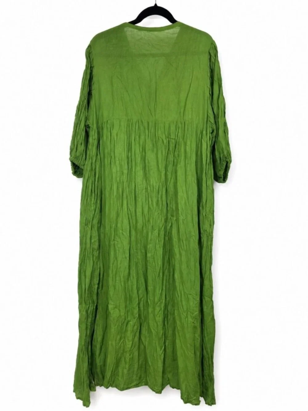 NEW Green Cotton Boho Maxi Dress – Oversized Relaxed Fit with Pockets Thailand - Picture 2 of 10